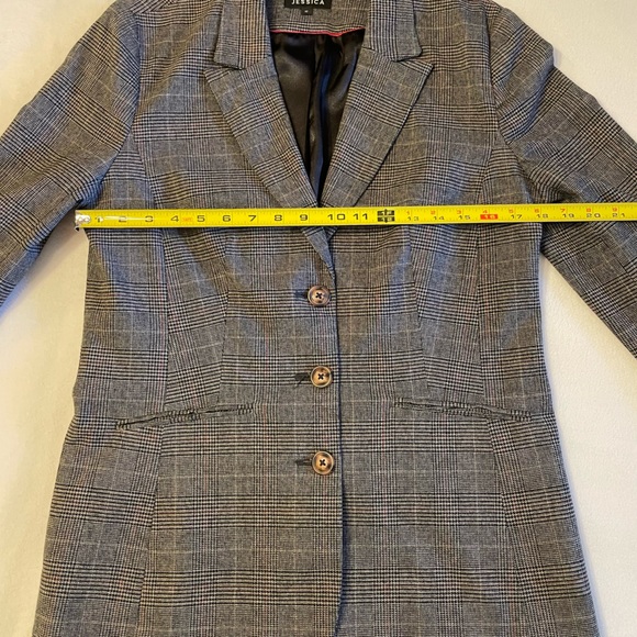Jessica Plaid Tweed Blazer Jacket Black Brown Red Women’s 12 - Picture 12 of 15